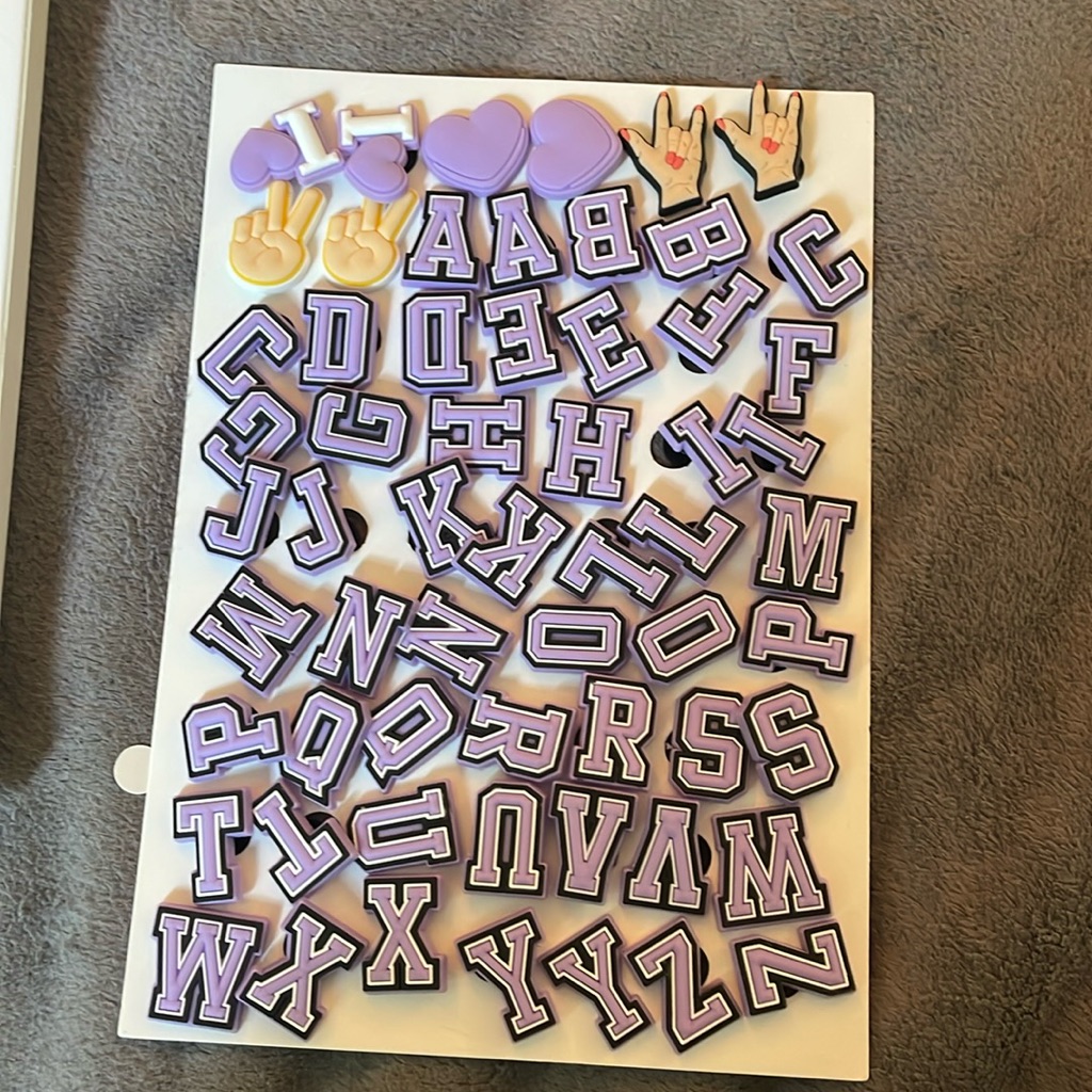 New Croc Charms Alphabet Letter Charms Purple 60 Pieces